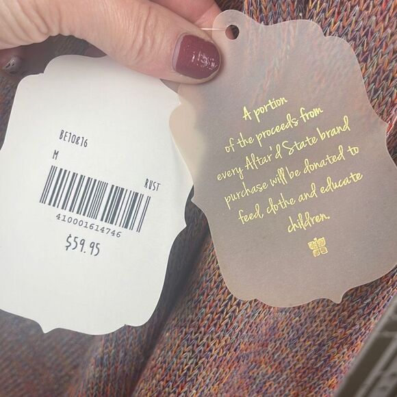 altar’d state NEW $60 Rust Rainbow Space Dyed Oversized Bell Sleeve Sweater sz M - Picture 4 of 6